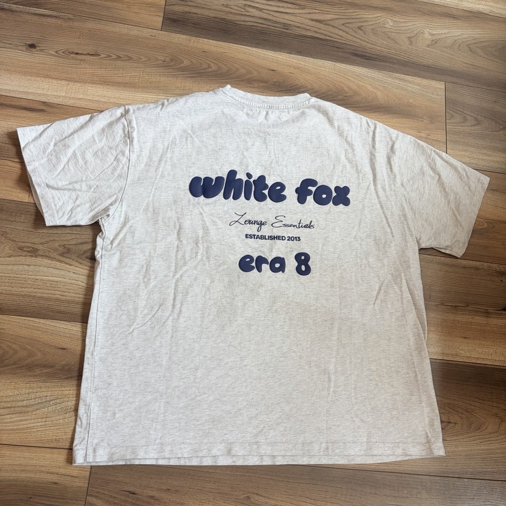 White Fox Lounge Essentials Era 8 T-Shirt Oversized Gray Medium Large Cotton